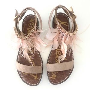 Sam Edelman Sandals Blush Pink with feathers